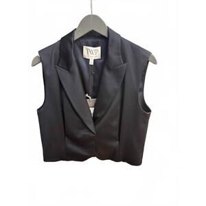 NEW TWP women's katie cropped suit vest in midnight